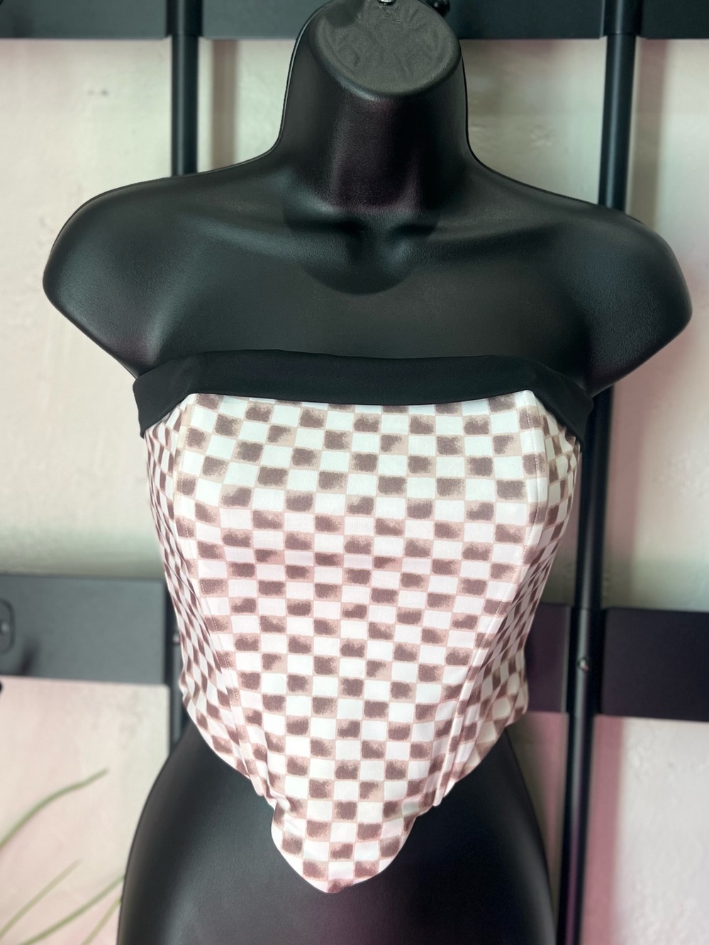 Princess Polly strapless checkered scarf top Size 2